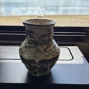 NÍEBEL Brown and Cream Ceramic Art Vase with Intricate Designs